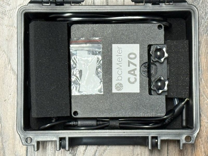 12V rugged case bcMeter as received, with accessories packed inside
