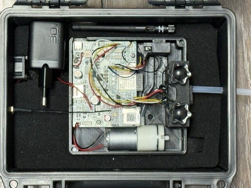 Air inlet tube connected through the rugged case wall